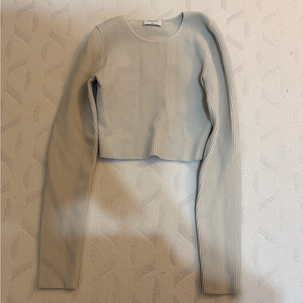 Babaton Ribbed Crop Top - Light Gray